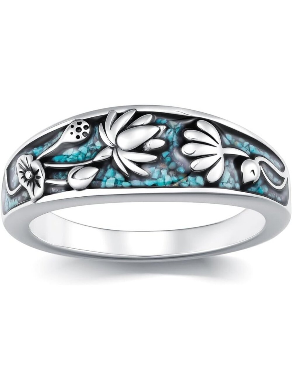 Handcrafted 925 Sterling Silver Natural Turquoise Ring - Size 7, 8, 9 - Unique